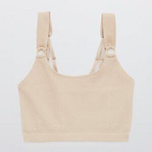 Aerie Seamless Ring Longline Bralette - Sandalwood - Size Small